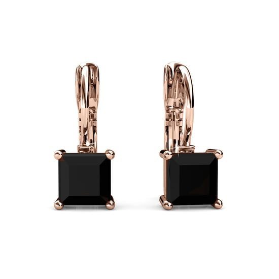 Pendientes cuadrados en oro rosa y negro - Image 5