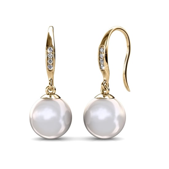 Pendientes de gancho de perla - Oro y cristal - Image 1