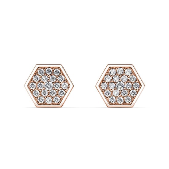 Pendientes hexagonales de oro rosa y cristal - Image 3
