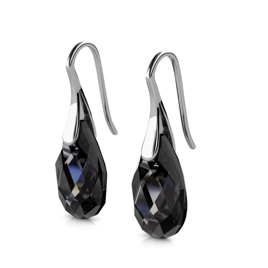 Pendientes con forma de lágrima y gancho - Plata y negro - Image 4