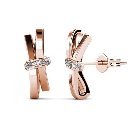 Pendientes de lazo luminoso - Oro rosa y cristal - Image 1