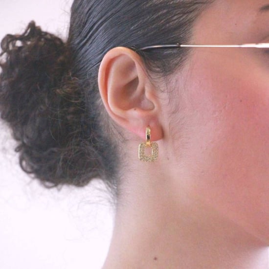 Pendientes cuadrados clásicos - Oro y cristal - Image 2