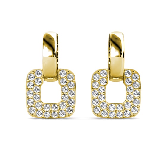 Pendientes cuadrados clásicos - Oro y cristal - Image 3