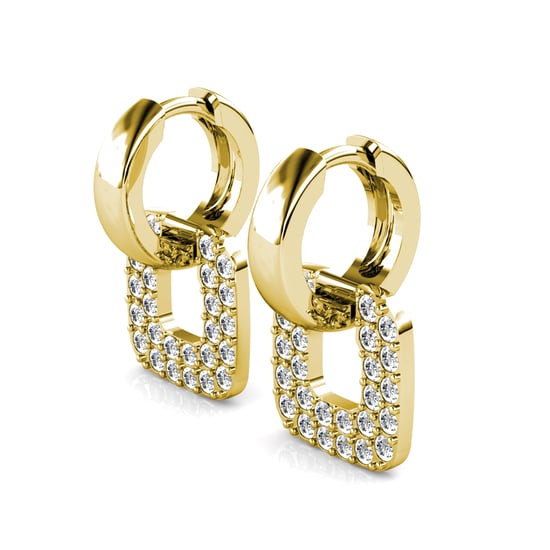 Pendientes cuadrados clásicos - Oro y cristal - Image 4