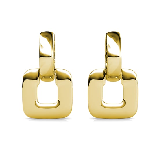 Pendientes cuadrados clásicos - Oro y cristal - Image 5