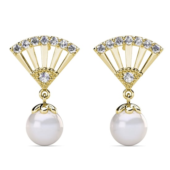 Pendientes de Perla Ingride - Oro y Cristal - Image 2