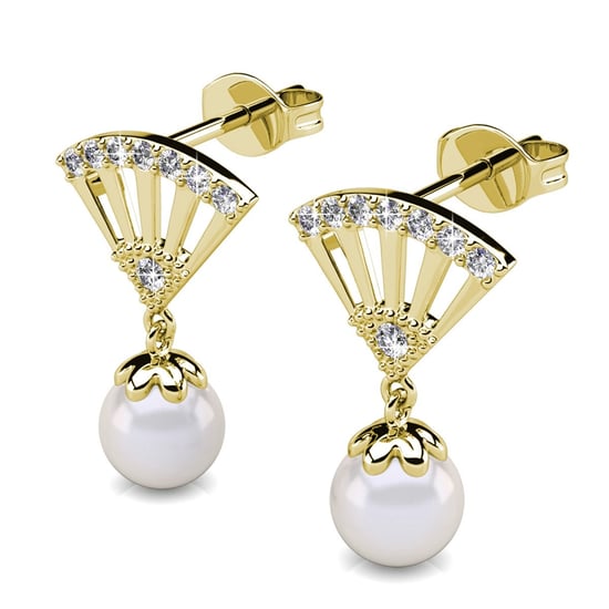 Pendientes de Perla Ingride - Oro y Cristal - Image 3