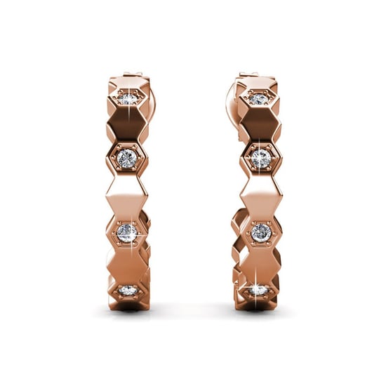 Pendientes curvos de oro rosa y cristal - Image 3