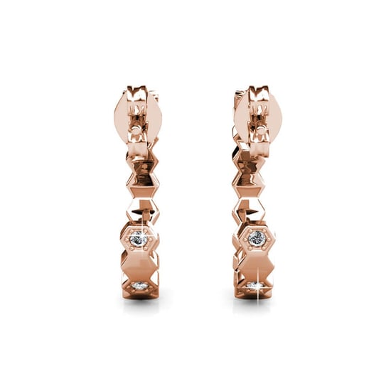 Pendientes curvos de oro rosa y cristal - Image 5