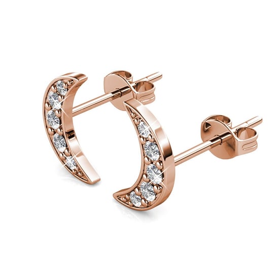 Pendientes de media luna en oro rosa y cristal - Image 3