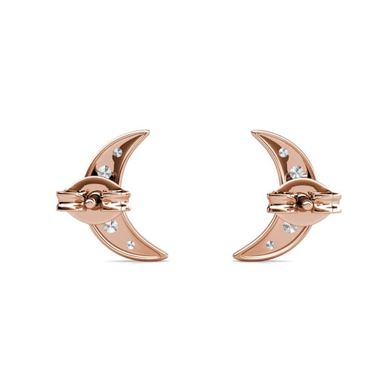 Pendientes de media luna en oro rosa y cristal - Image 4