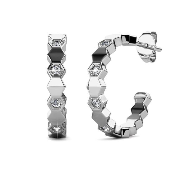 Pendientes Curvos - Plata y Cristal - Image 1