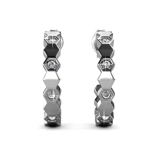 Pendientes Curvos - Plata y Cristal - Image 3