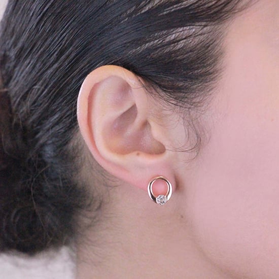 Pendientes Mini Ring - Oro Rosa y Cristal - Image 2