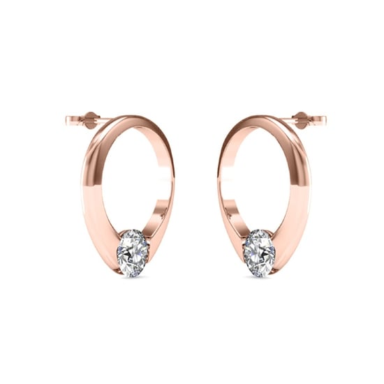 Pendientes Mini Ring - Oro Rosa y Cristal - Image 3