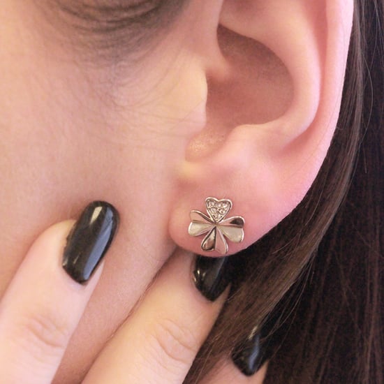 Pendientes de pétalos de trébol - Plata y cristal - Image 2