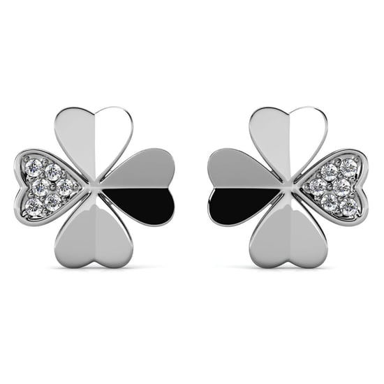 Pendientes de pétalos de trébol - Plata y cristal - Image 3