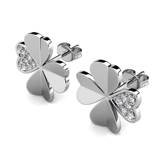 Pendientes de pétalos de trébol - Plata y cristal - Image 4