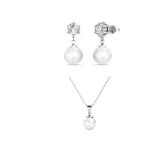 Conjuntos de perlas Pauline Full Moon: plata y cristal - Image 1