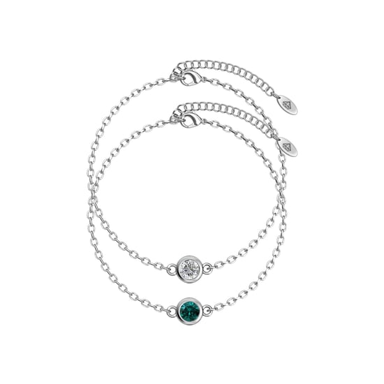 Pulseras con piedras de nacimiento: plata, cristal y verde - Image 1