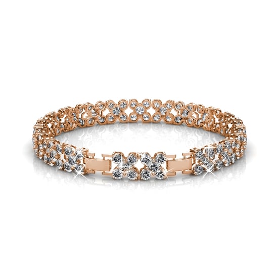 Pulseras de flores - Oro rosa y cristal - Image 1