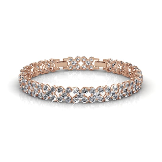 Pulseras de flores - Oro rosa y cristal - Image 2
