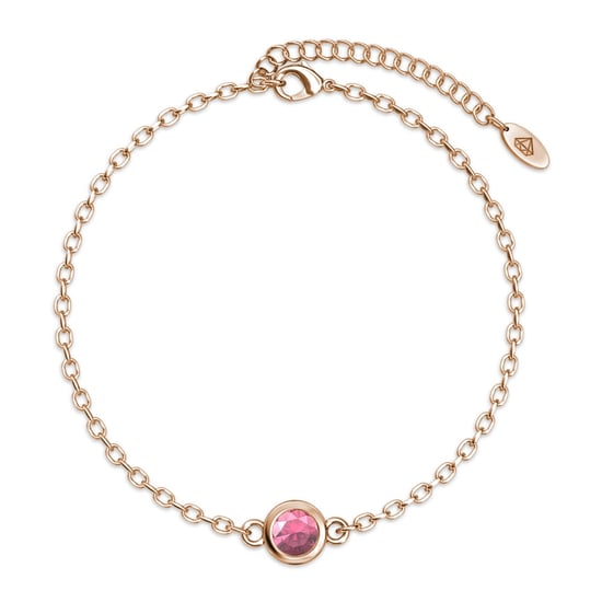 Pulseras con piedras de nacimiento: oro rosa, cristal y rosa - Image 3