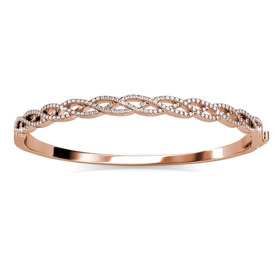 Pulseras trenzadas de oro rosa y cristal - Image 1