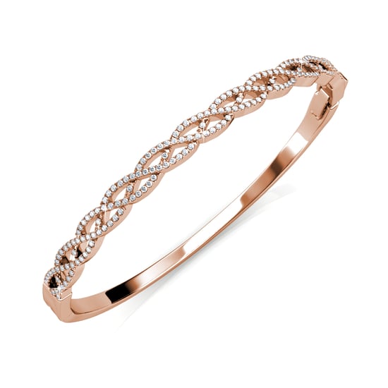 Pulseras trenzadas de oro rosa y cristal - Image 3