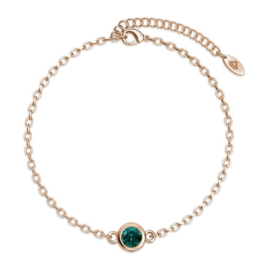 Pulseras con piedras de nacimiento: oro rosa y verde oscuro - Image 1