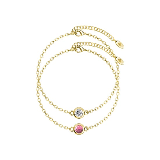 Pulseras con piedras de nacimiento: oro, cristal y rosa - Image 1