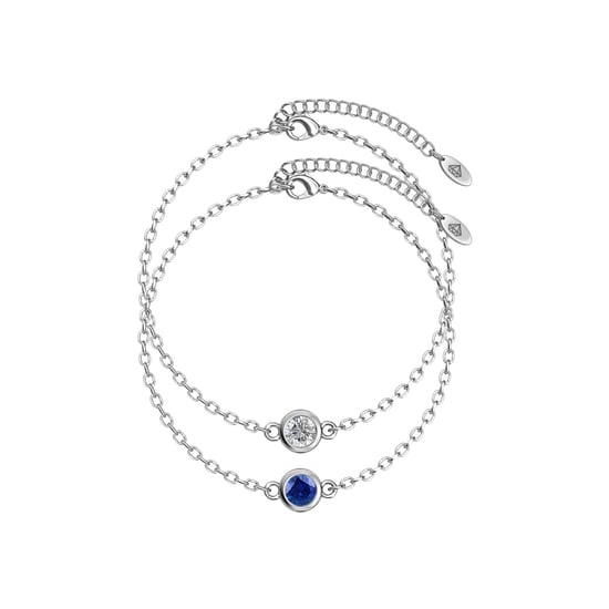 Pulseras con piedras de nacimiento: plata, cristal y azul - Image 1