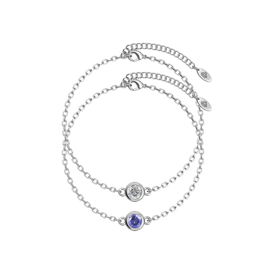 Pulseras con piedras de nacimiento: plata, cristal y morado - Image 1