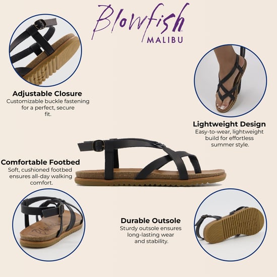 Sandalias negras con tiras y hebillas para mujer Blowfish Malibu - Macarah B - Image 2