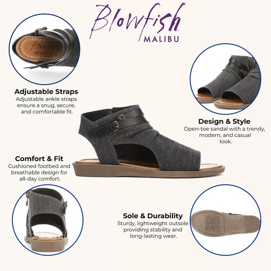 Sandalias de cuña baja con tiras color carbón Blowfish Malibu para mujer - Denver - Image 2