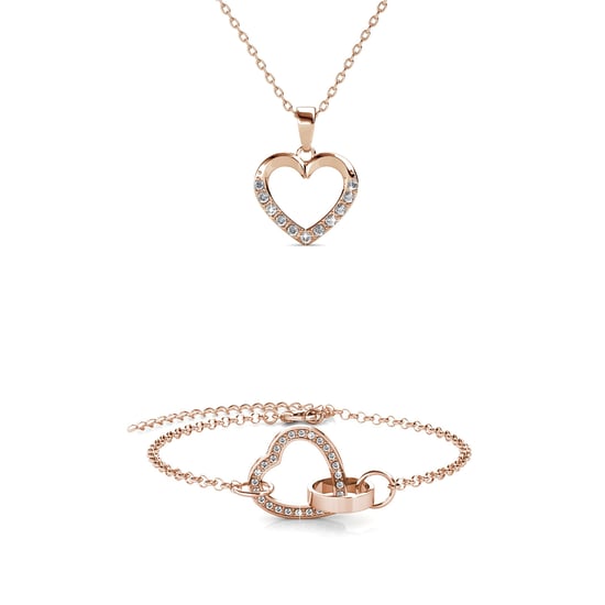 Conjuntos de collares con corazones cerrados: oro rosa y cristal - Image 1