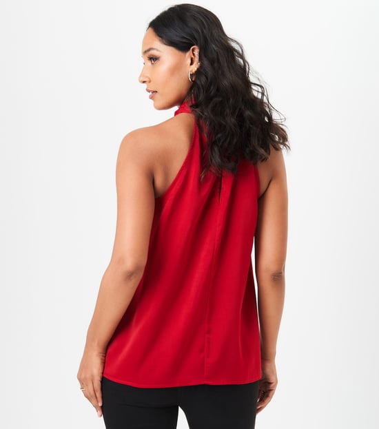 Corsé rojo con volante y cuello halter - Image 4