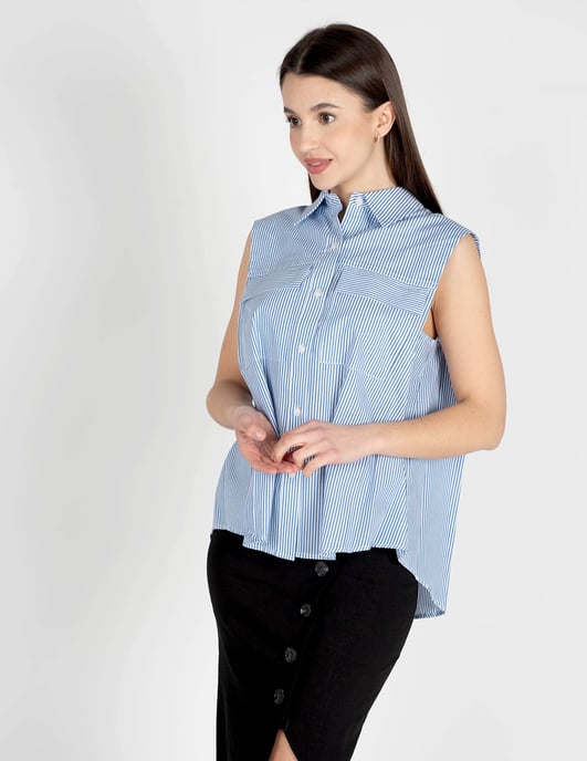 Pinko Camisa Attutire de mujer Blanco, azul - Image 3