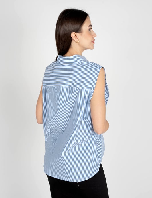 Pinko Camisa Attutire de mujer Blanco, azul - Image 4
