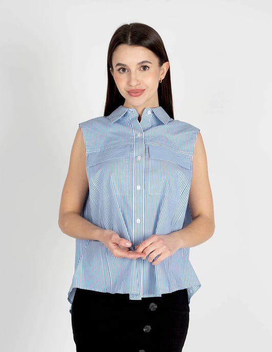 Pinko Camisa Attutire de mujer Blanco, azul - Image 5