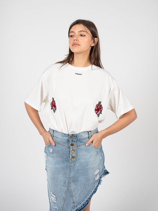 Pinko T-shirt Toccante de mujer Blanco - Image 3