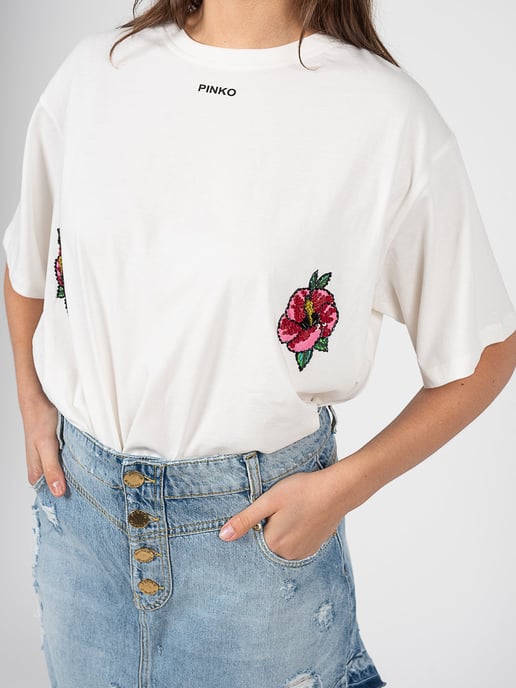 Pinko T-shirt Toccante de mujer Blanco - Image 4