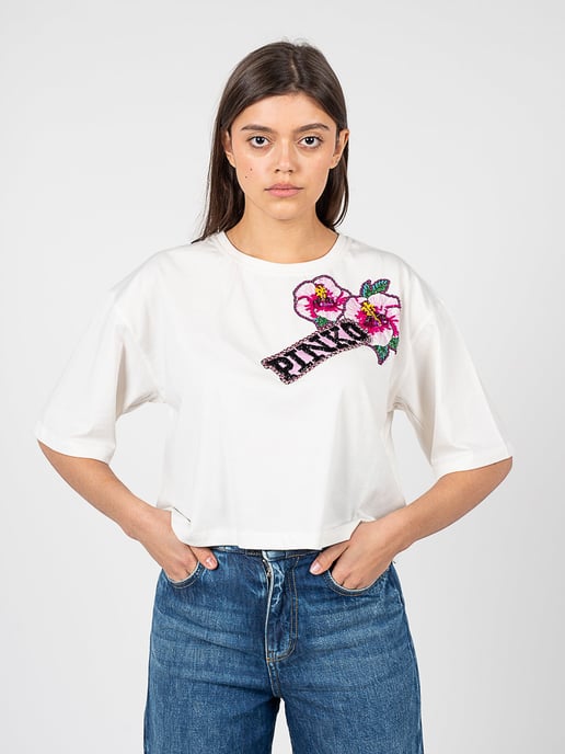 Pinko T-Shirt Titolato de mujer Blanco - Image 3