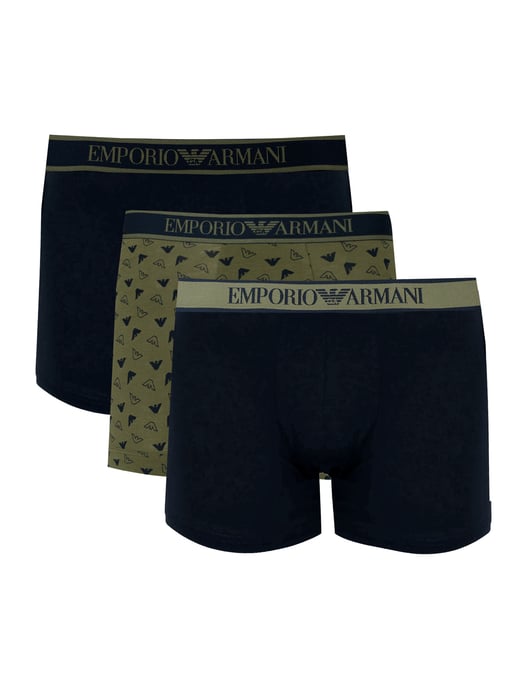 Emporio Armani boxeadores 3 Pack del hombre verde, azul oscuro - Image 1