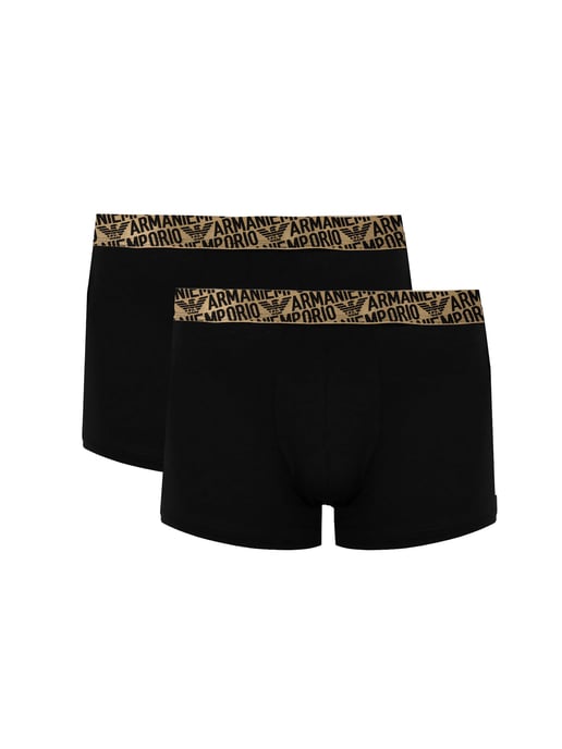 Emporio Armani boxeadores 2 Pack del hombre negro, oro - Image 1