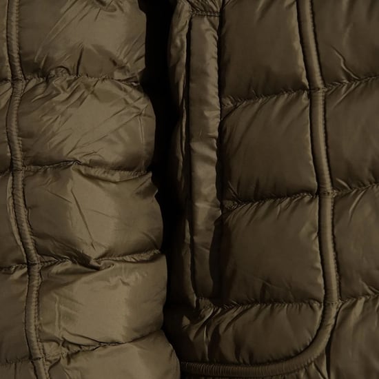 Diesel Chaqueta acolchada con capucha lisa verde caqui - Image 3