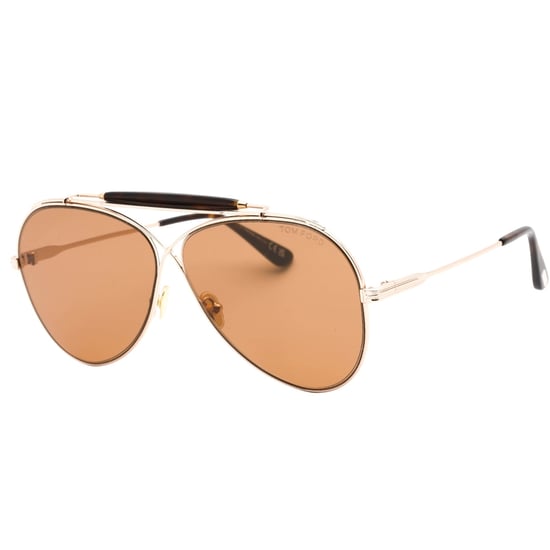 Gafas de sol Tom Ford Holden con lentes marrones y oro rosa brillante - Image 2