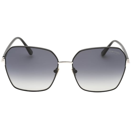 Tom Ford Claudia-02 Gafas de sol negras brillantes con lentes polarizadas ahumadas - Image 1
