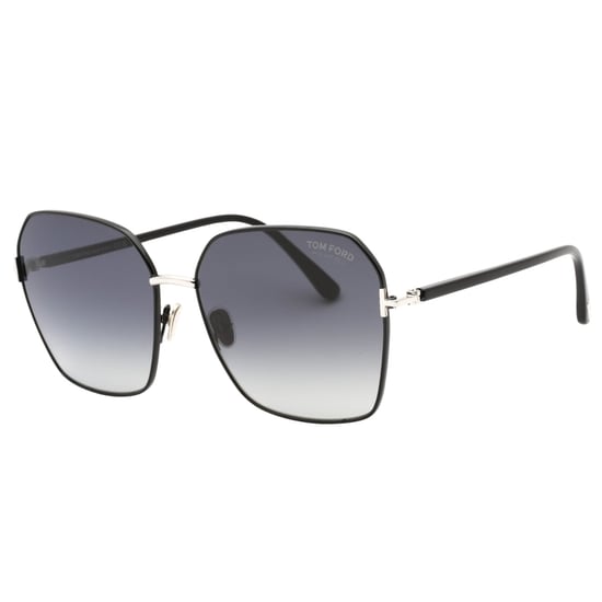 Tom Ford Claudia-02 Gafas de sol negras brillantes con lentes polarizadas ahumadas - Image 2