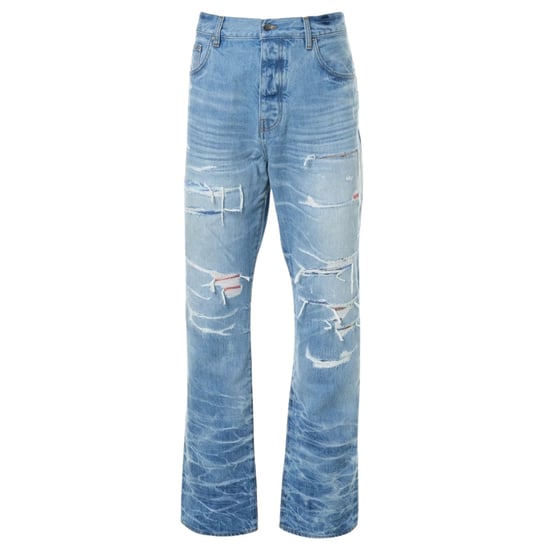 Vaqueros de denim azul índigo desteñido de corte recto con parche Aloha de Amiri - Image 1